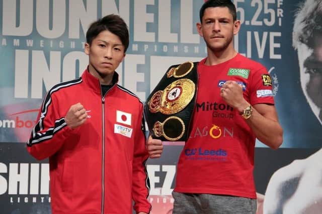 Naoya Inoue and Jamie McDonnell at the press conference ahead of their clash