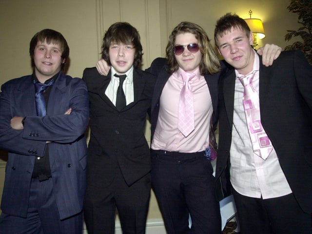 Mexborough School sixth form leavers prom at the Danum Hotel Doncaster. Pictured from left, John Shaw (18), John Law (18), Andrew Foster (18), Sam Scherdel (18), November 2000