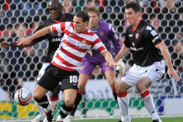 Billy Sharp in action for Rovers against Sheffield United