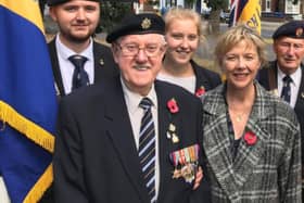 Les Wales, pictured, front left, with actress Annette Bening. Mr Wales, who was one of South Yorkshire's last surviving veterans of World War Two, has died aged 98