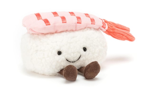 If you're bored of bears, here's a plush and kawaii nigiri to cuddle up to at night
Silly Sushi £14 Jellycat (www.jellycat.com)