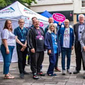 Doncaster’s Director of Public Health Dr Rupert Suckling and Coun Ball, 4th and 5th right, joined the Hep C partners at the event