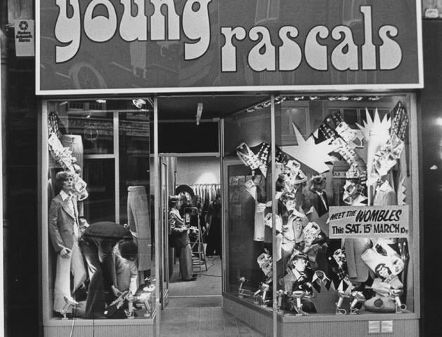 Young Rascals clothes shop, Pinstone Street, 1975