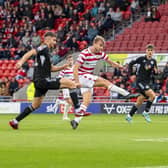 George Miller drills home his second goal of the afternoon. Picture: Tony Johnson.