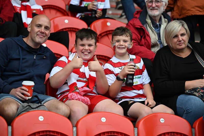 Doncaster Rovers fans watch the win over Gillingham.