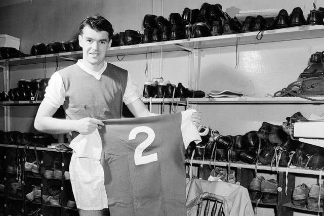John Fraser and his number two jersey in the boot rooom at Easter Road in April 1960