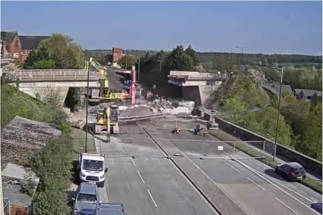The Greens Way flyover in Mexborough has been demolished. (Photo: Wireless CCTV).