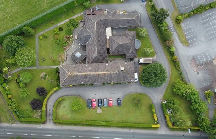 An aerial view of the entire plot.