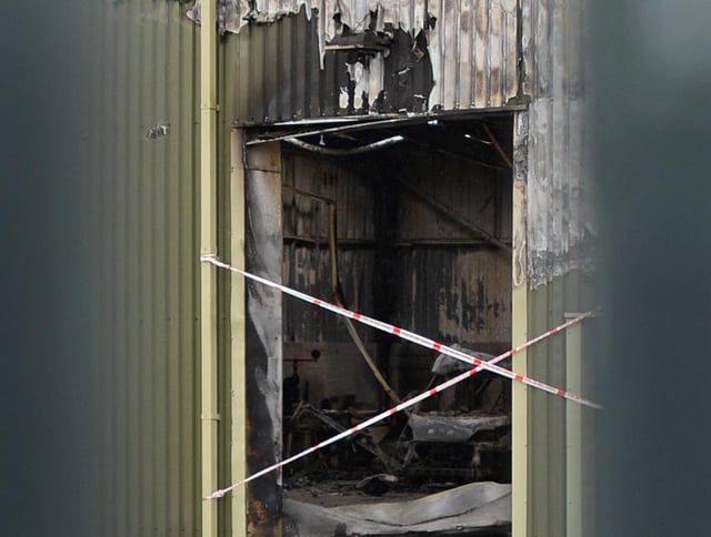 The scene of the fire at Plum Tree Industrial Estate
