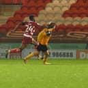 Fabio Silva fires in the winner for Wolves U21s against Rovers. Picture: Andrew Roe/AHPIX