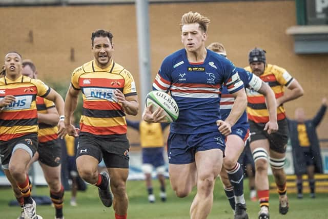 Joe Margetts scored on his 50th appearance for Doncaster Knights. Photo: John Ashton