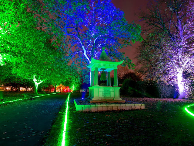 Set up being built for Rainbow in the Dark/ Enlightened Avenue in Victoria Park, Portsmouth on 17th November 2021. Picture: Habibur Rahman