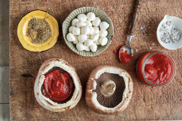 Flat Mushroom Pizza.