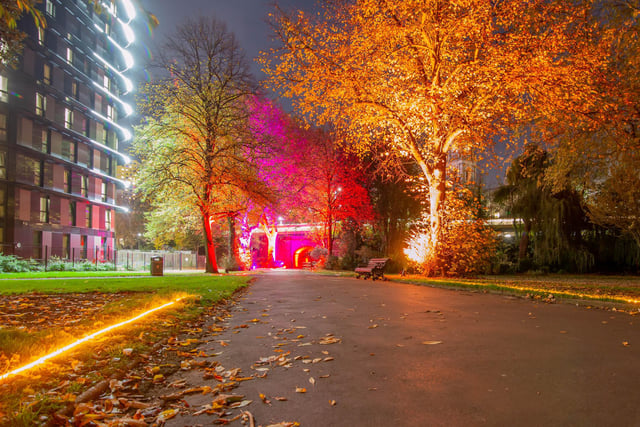 Set up being built for Rainbow in the Dark/ Enlightened Avenue in Victoria Park, Portsmouth on 17th November 2021. Picture: Habibur Rahman