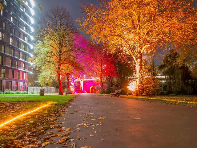 Set up being built for Rainbow in the Dark/ Enlightened Avenue in Victoria Park, Portsmouth on 17th November 2021. Picture: Habibur Rahman