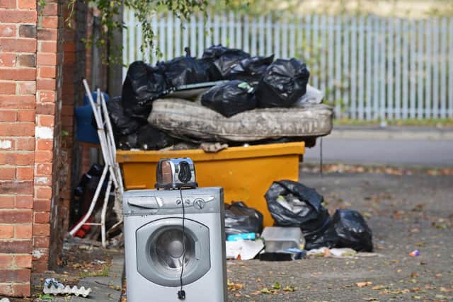 Rubbish piles up just off Flowitt Street, Hexthorpe. Picture: NDFP Rubbish MC 4