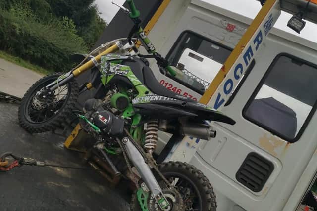 The bike was seized by police.