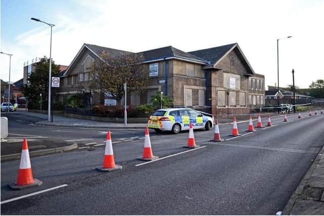 Police put in place a road closure near Trafford Way, Doncaster, as they launched an investigation into the death of 18-year-old Joe Sarpong whose body was found nearby.