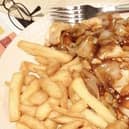 Chicken and mushroom with chips.