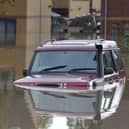 One of the vehicles that attempted to drive through flood water.