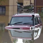 One of the vehicles that attempted to drive through flood water.