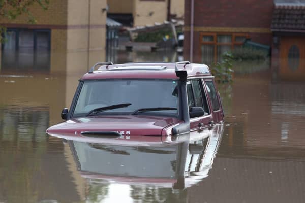 One of the vehicles that attempted to drive through flood water.
