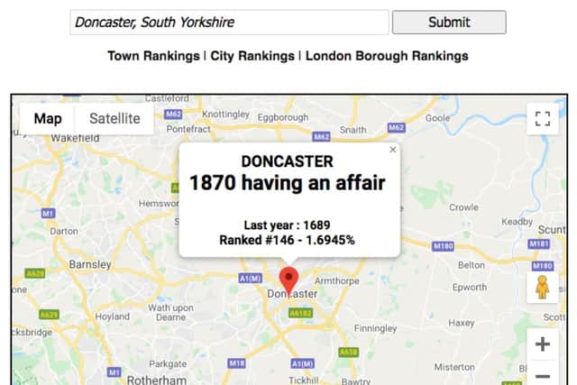 The number of people having an affair in Doncaster is increasing.