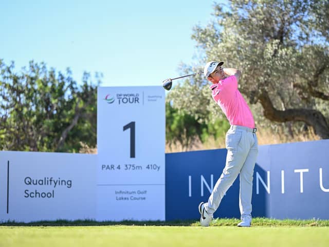 Doncaster amateur Joshua Berry of England (amateur) plays his tee shot on the 1st hole during Day Five of the final stage of the DP World Tour's Qualifying School on the Lakes Course at Infinitum Golf on November 14, 2023 in Tarragona, Spain. (Picture: Octavio Passos/Getty Images)