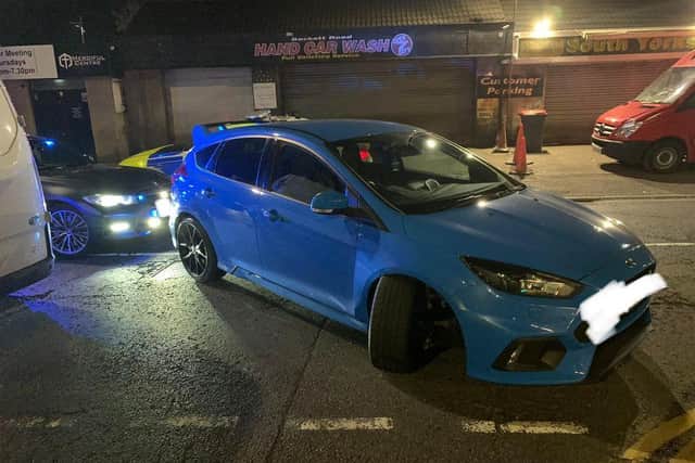 The blue Ford Focus RS stolen from Sheffield