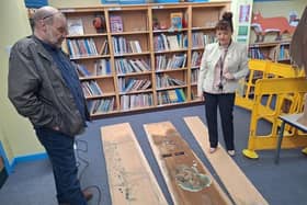 Councillor Steve Cox, left, on a visit to the school to see the extent of repairs required