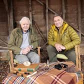 Sir David Attenborough (left) speaking to the presenter Chris Packham for Winterwatch. (Photo credit: BBC/PA Wire)