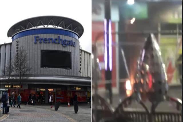 A door way in the Frenchgate Centre was set on fire.