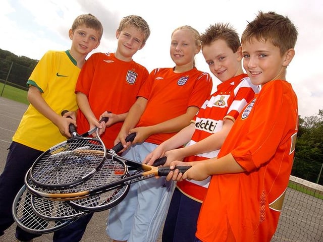 Pictured from left: Jack Hughes (9), Connagh Dixon (11), Alex Harwoo (11), Ellis O'Brien (11) and George Rump (9) at a summer camp sports day at Campsmount School, Doncaster, August 2006