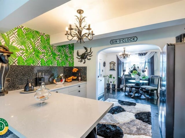 Kitchen and seating space within the property.