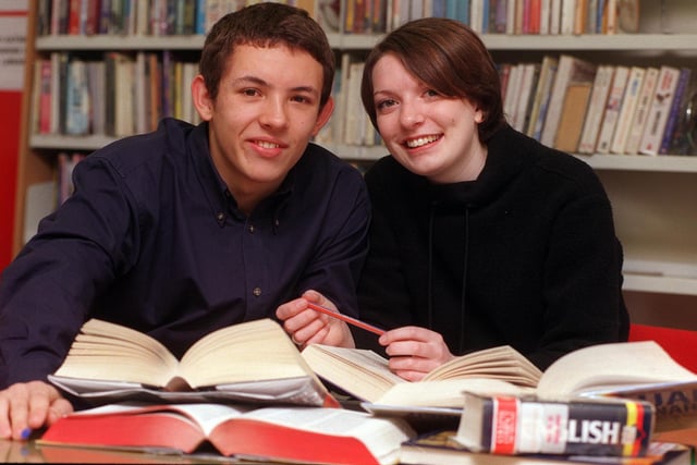 Tim Keen and Nancy Purdy of Tapton School were revising for upcoming exams in 1998