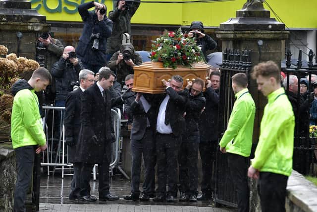 The funeral of Harry Gregg takes place in Coleraine. (Photo by Charles McQuillan/Getty Images)