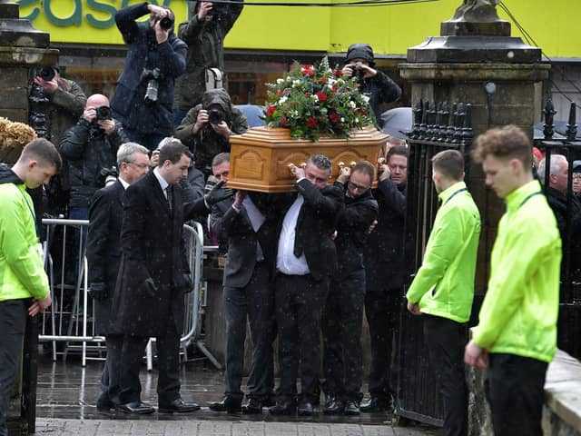 The funeral of Harry Gregg takes place in Coleraine. (Photo by Charles McQuillan/Getty Images)