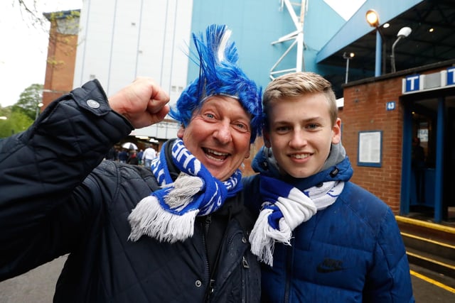 Owls fans before the Sky Bet Championship play-off semi-final, second leg match with Huddersfield Town at Hillsborough in May 2017.