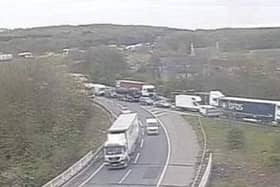 The A1M near Doncaster was closed in both directions after a serious collision yesterday