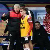 Rovers' chief Grant McCann giving instructions to Joe Sbarra. Pic: Howard Roe.
