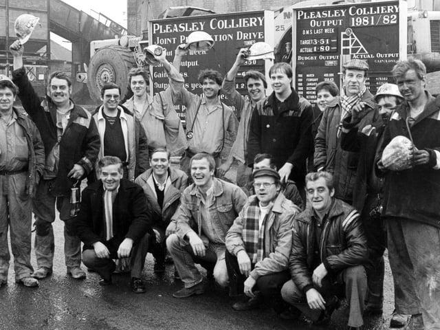 Pleasley miners celebrate results from the production year 1981/82 - can you spot anyone you know?
