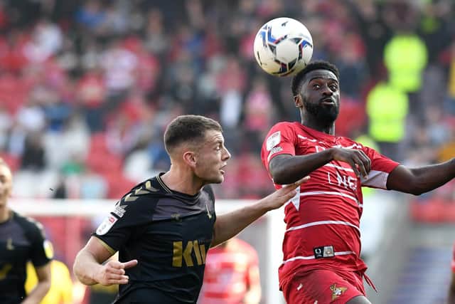 Jordy Hiwula in action for Doncaster Rovers.