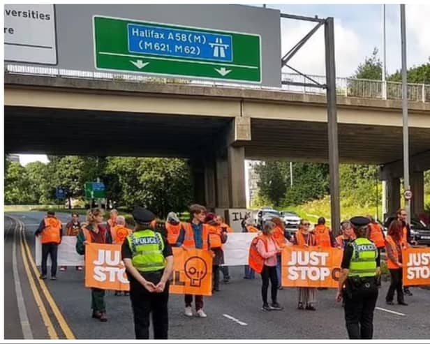 Just Stop Oil activists held a slow walk demo in Leeds.
