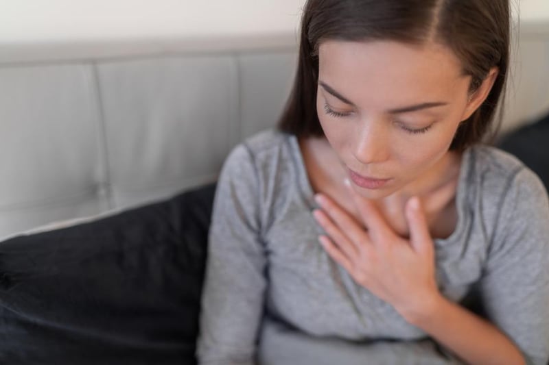 Shortness of breath usually occurs a week after infection and is associated with having a more serious case of Covid-19. It can make you feel like you need to catch your breath doing simple tasks, or having to take extra breaths during conversation.