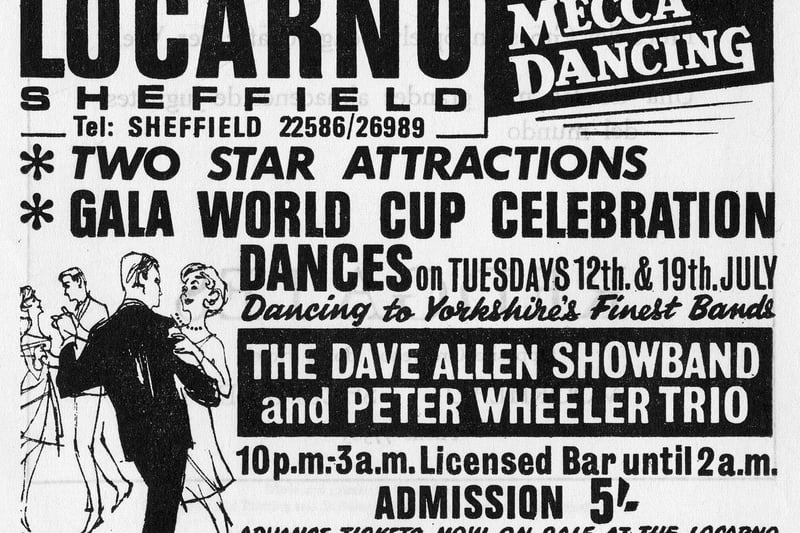 Advertisement for Gala World Cup Celebration Dances, The Locarno, 1966. Picture Sheffield ref no: y10376