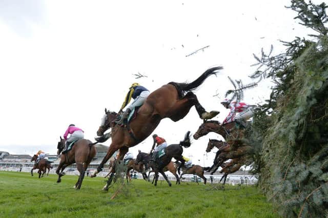Action from Thursday's meeting at Aintree. Photo: PETER POWELL/POOL/AFP via Getty Images