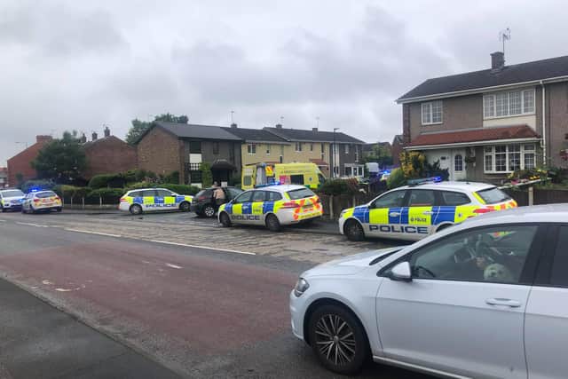 Larch Drive was flooded with police and ambulance crews. (Photo: Paul Taylor).
