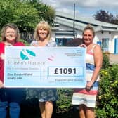 Frances Richards (far left) is pictured with her daughter Nicky Haddington (far right) and Tracey Gaughan of the hospice (middle).