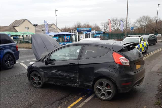 Police arrested the occupants of this car in Wath following a crash.