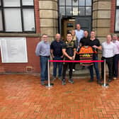 (L-R) Mark Wood, Regional Director (Yorkshire), Barhale; Mark Peacock, Project Manager, Barhale; George Hill, Castleford Tigers; Katy Vaughan, Office Manager, Barhale; Pete Newman, Owner, Mexborough Business Centre; Warren Dakin, Operations Manager, Barhale; Adrian Morley, Development Director, Impact Resourcing; Martin Brown, Chief Executive, Barhale; Chris Mathers, Senior Contracts Manager, Barhale at the opening of Barhale’s new South Yorkshire office.